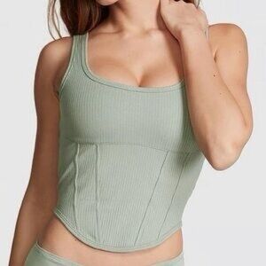 VICTORIA SECERT PINK CINCHED CORSET TOP - MINT SIZE XXL (NEW WITH TAGS) A16